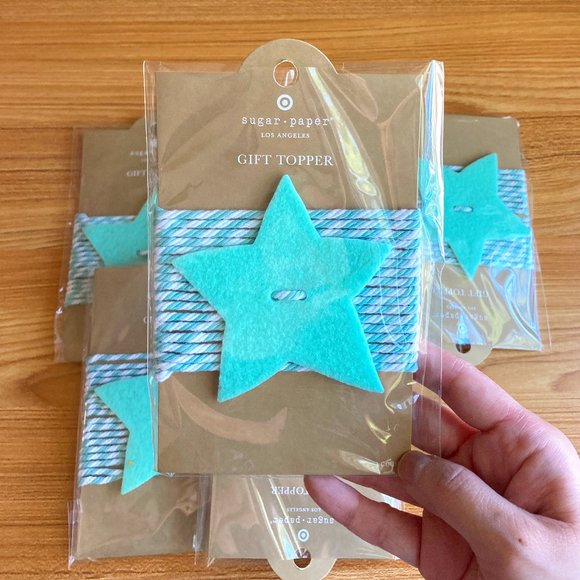 Gift/Party Wrapping - Light Blue Felt Star Gift Topper Set of 7 - Picture 1 of 3